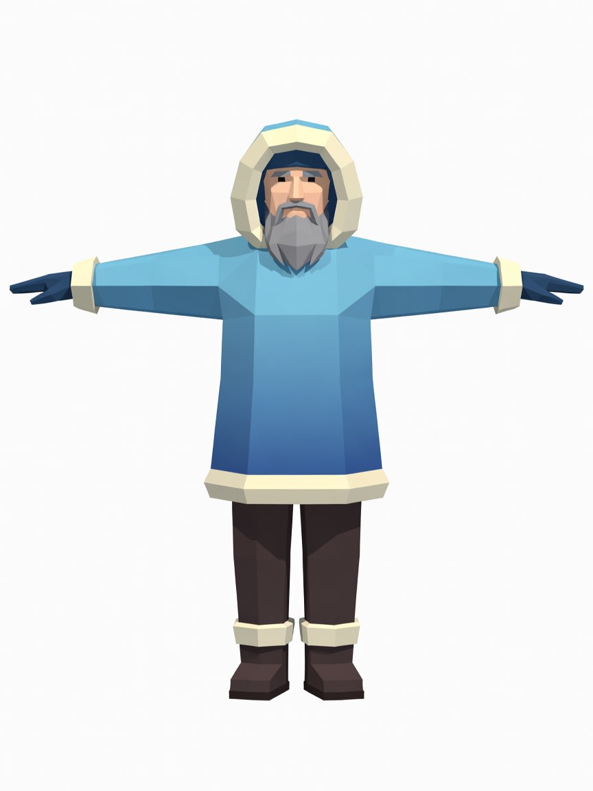 Inuit Blue Parka Hood Up