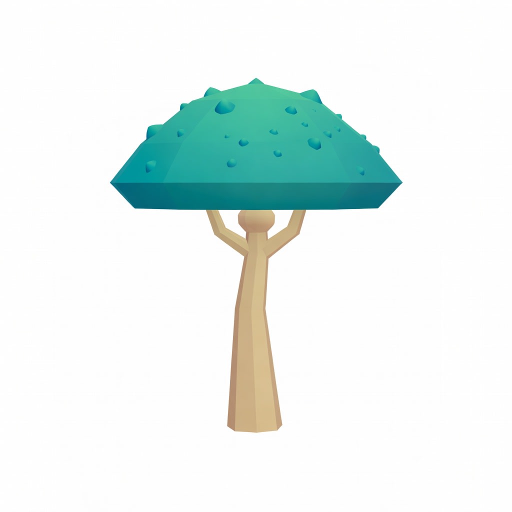 Teal Mushroom Tree Concept