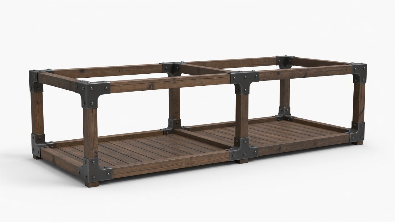 2-Cell Empty Wood Frame - Riveted Iron