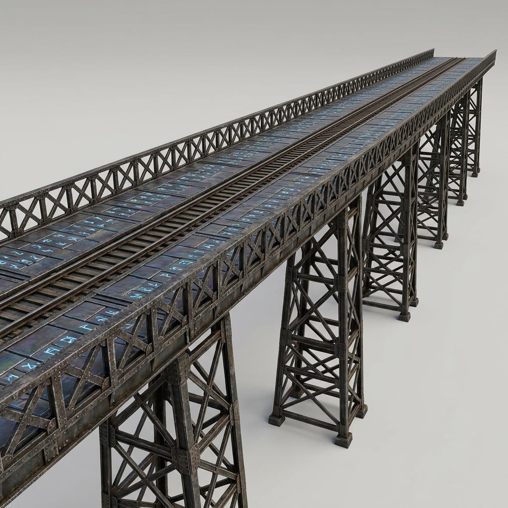 Image: 3D asset reference concept of a very wide industri