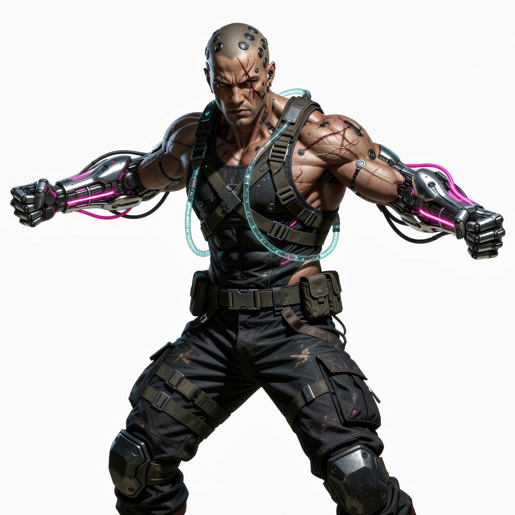 Cyberpunk Augmented Brawler Enemy Concept (1 / 2)