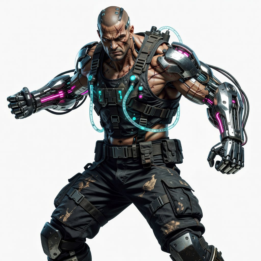 Cyberpunk Augmented Brawler Enemy Concept (2 / 2)
