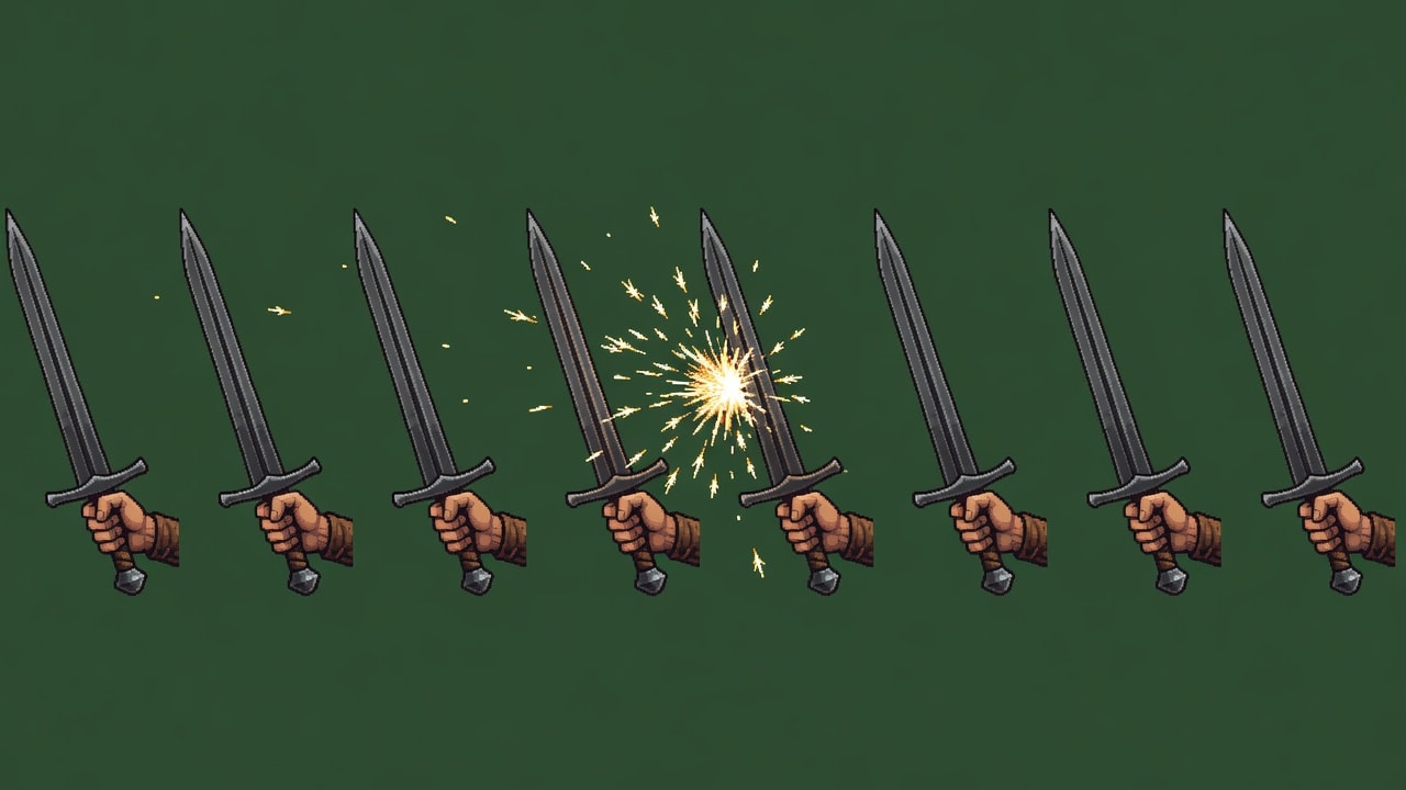 Sword Right Swing Clash Sprite Sheet (3 / 4)