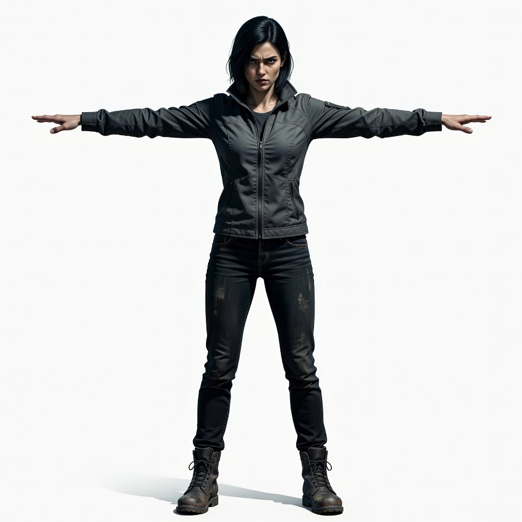 Player Character Concept - Slim Woman with Black Hair (1 / 2)