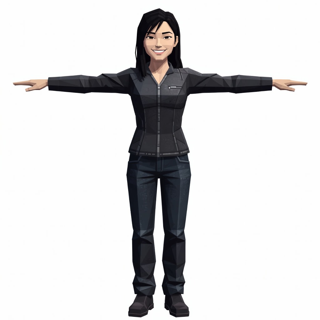 Friendly Slim Woman - PS1 Low-Poly Style (1 / 2)