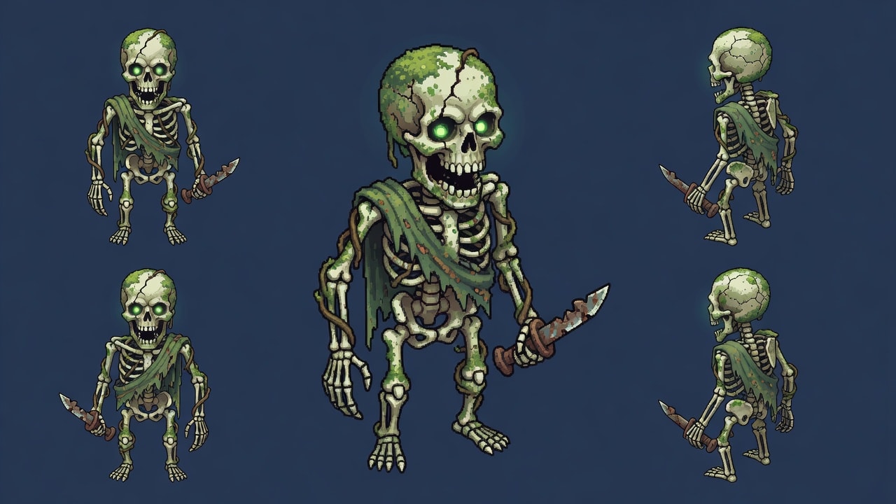 Fragile Moss-Skeleton Sprite Sheet