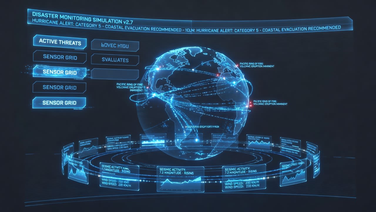 UI Style 7 - Holographic Blue Wireframe
