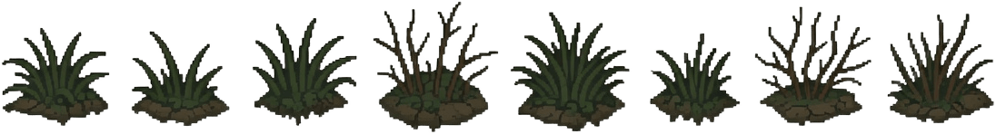 Dark Grass Tufts Pixel Art