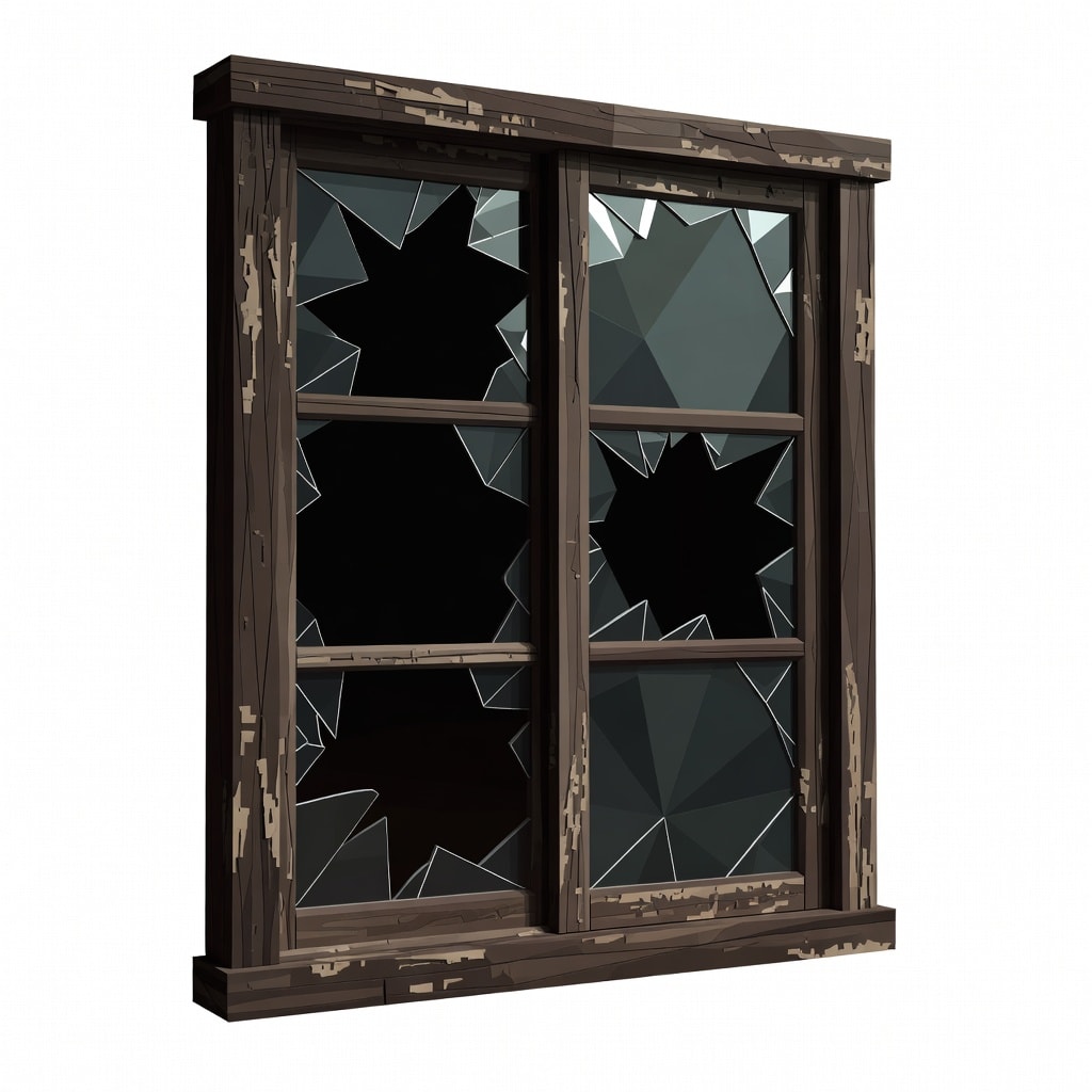 Abandoned School Broken Window (3 / 4)
