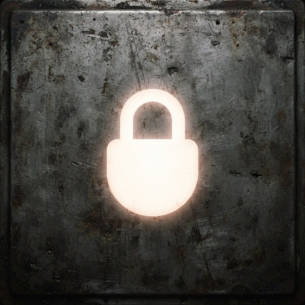 Image: A dark grimy worn industrial metal plate filling t