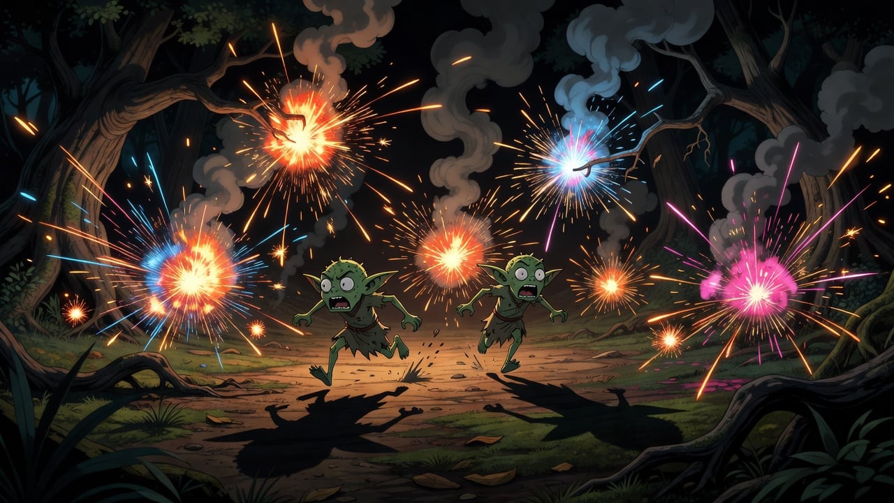 Goblins Fleeing Pyrotechnics