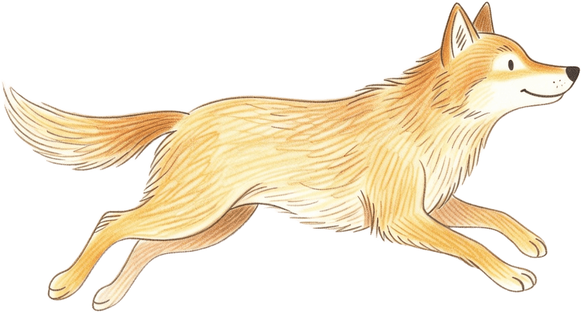 Hand-drawn running wolf chaser (1 / 2)