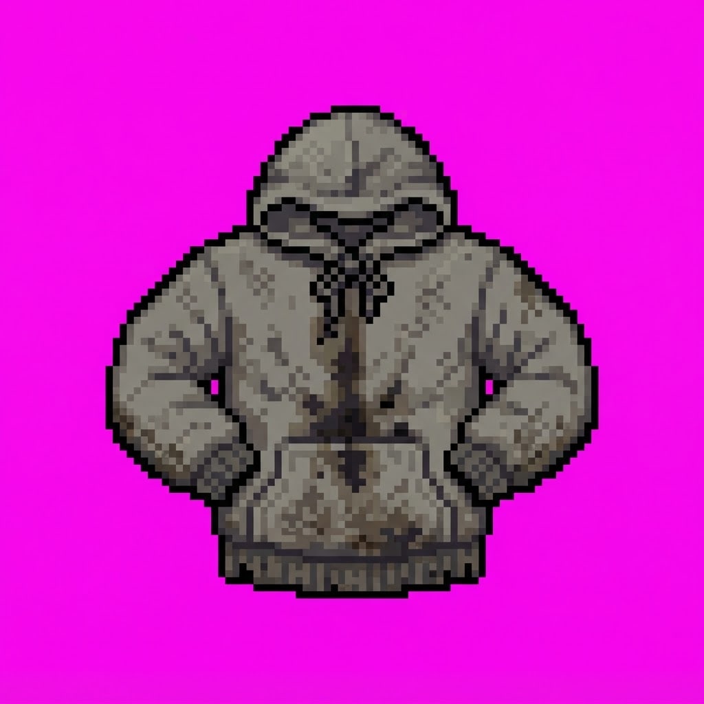 Image: Pixel art game inventory icon of a scruffy grey ho