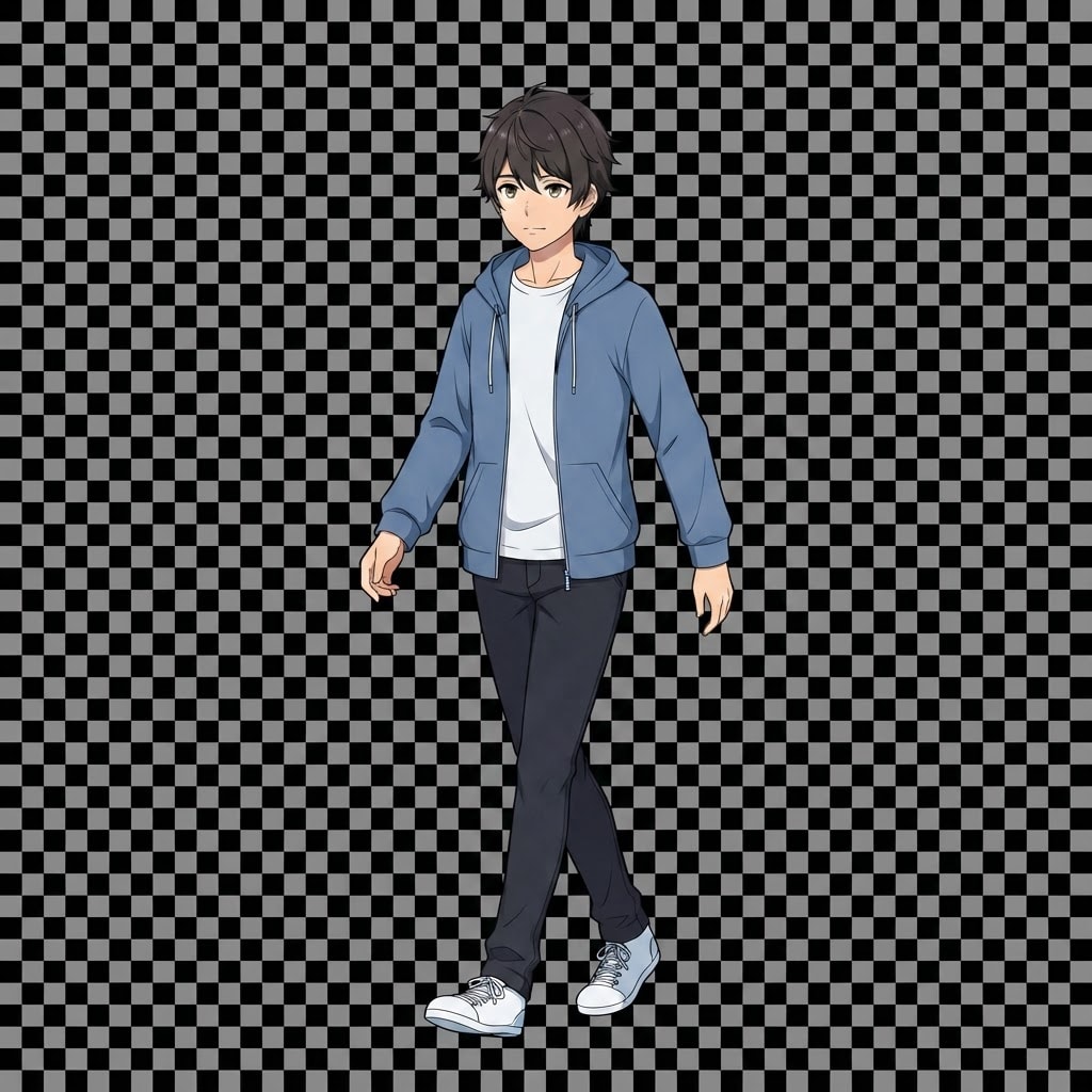 Image: Full body character illustration, EXACT same chara