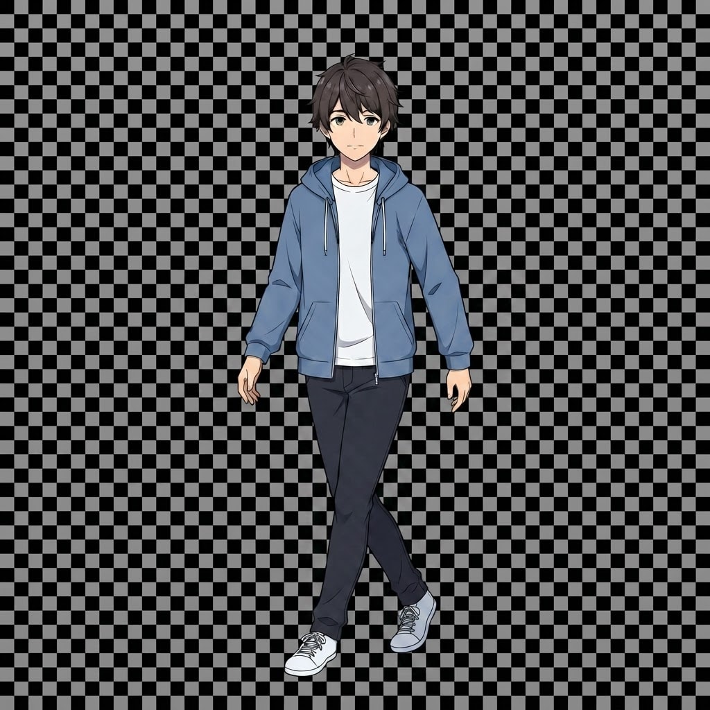 Image: Full body character illustration, EXACT same chara