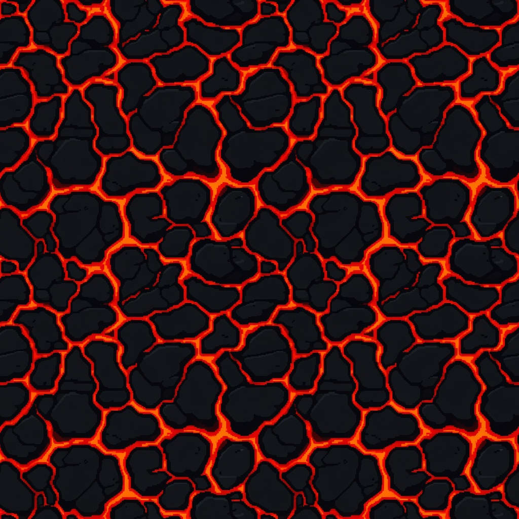 Lava Floor Tile - Pixel Art Seamless