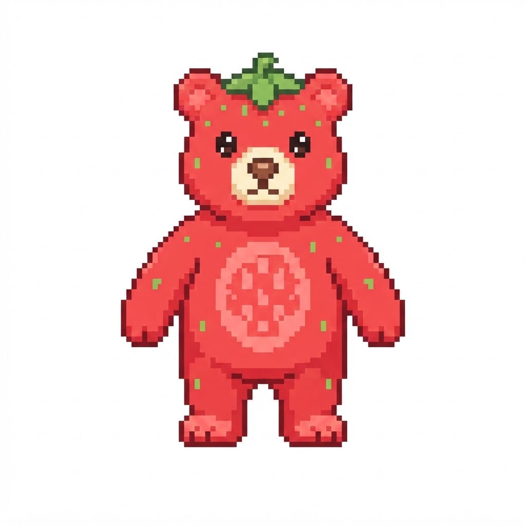 Pixel Strawberry Bear (2)