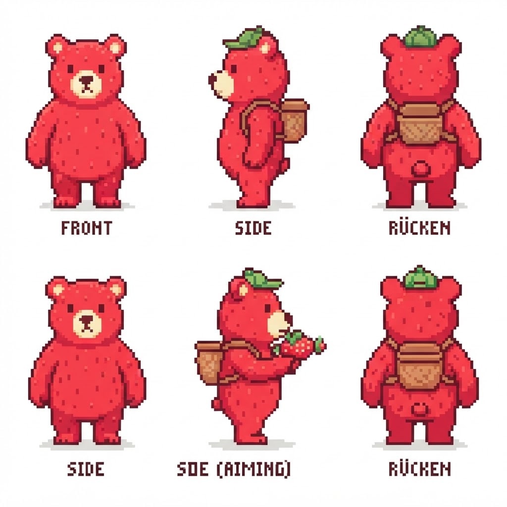 Pixel Strawberry Bear