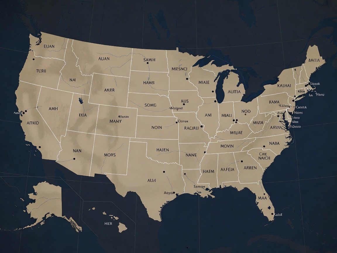 USA Map with States and Cities