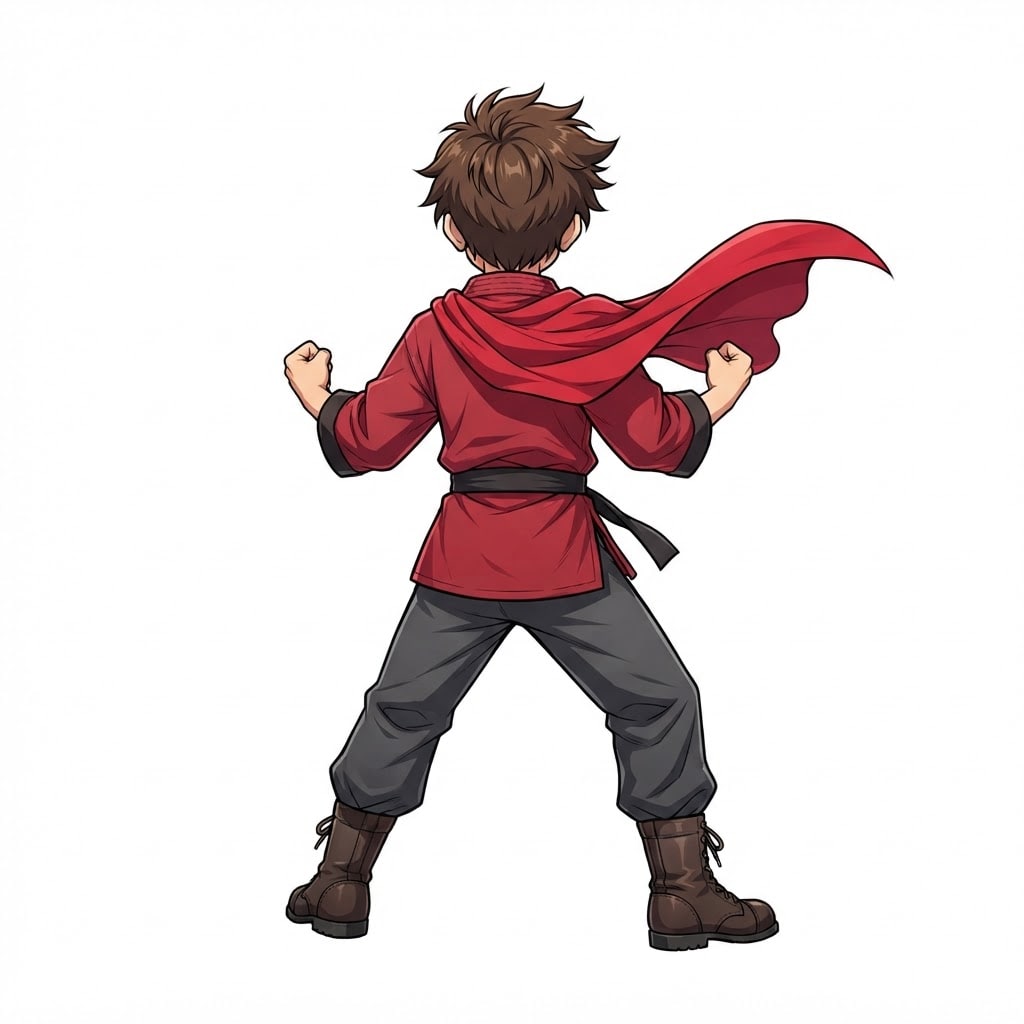 Image: Young anime martial artist boy seen completely FRO
