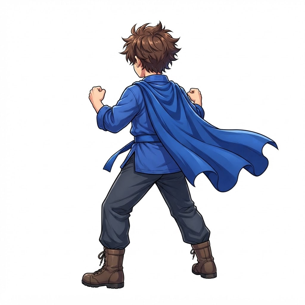 Image: Young anime martial artist boy seen completely FRO