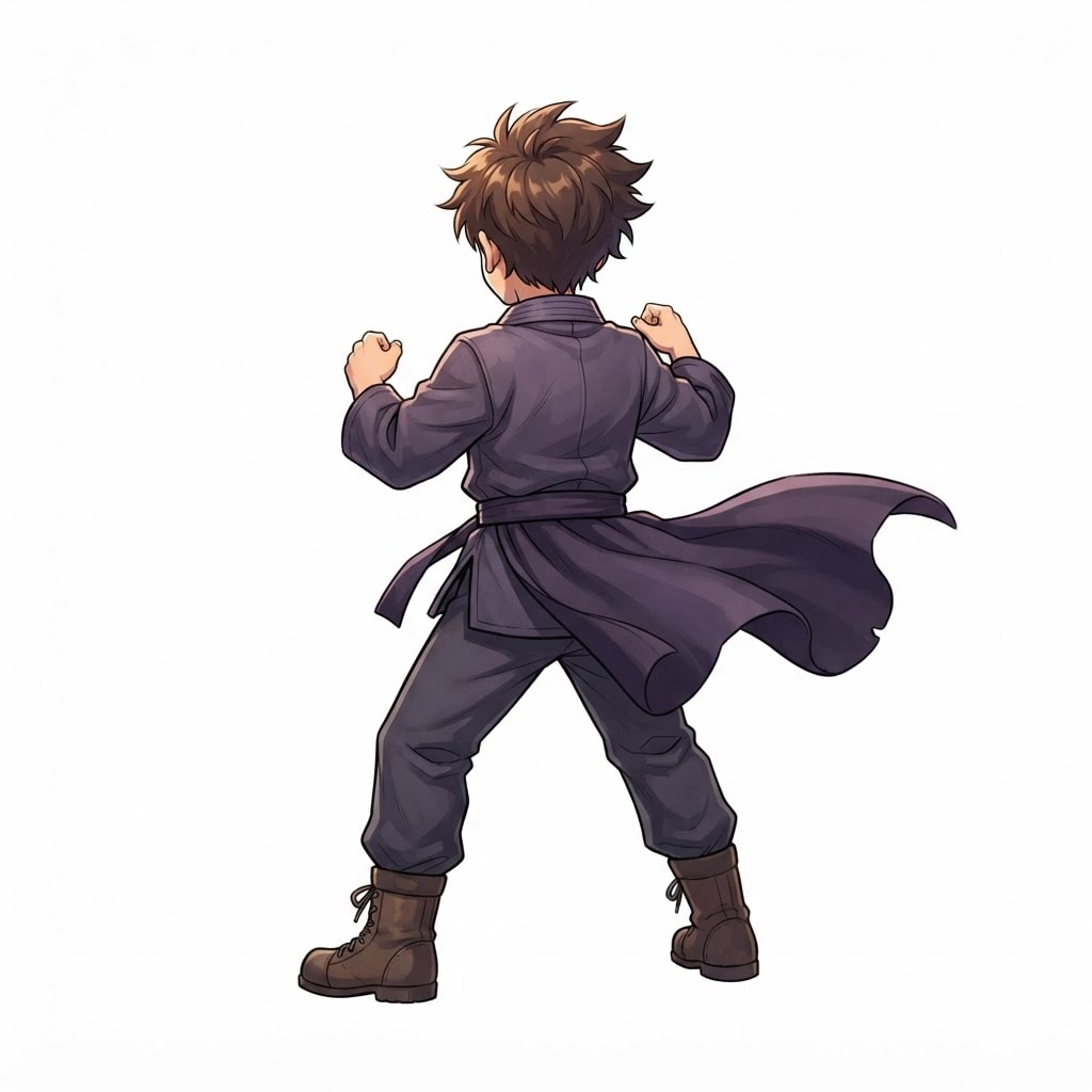 Image: Young anime martial artist boy seen completely FRO