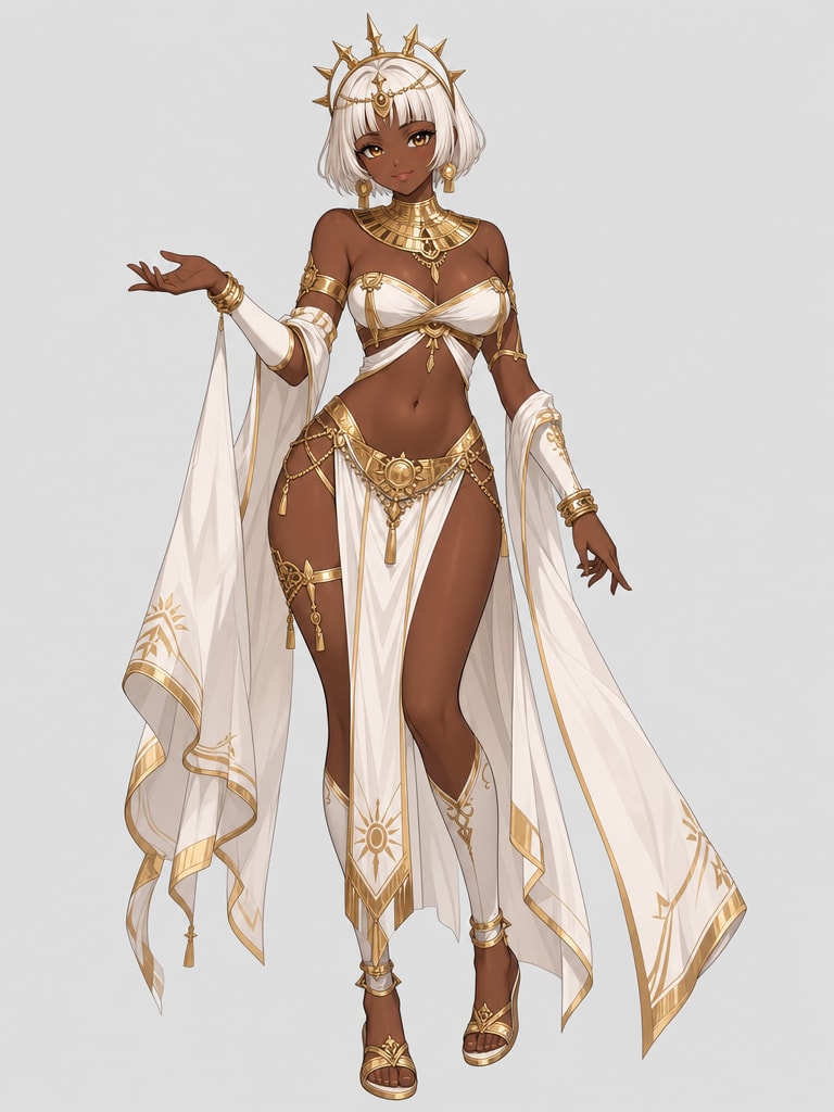 Elegant Desert Priestess Full-Body Anime Character