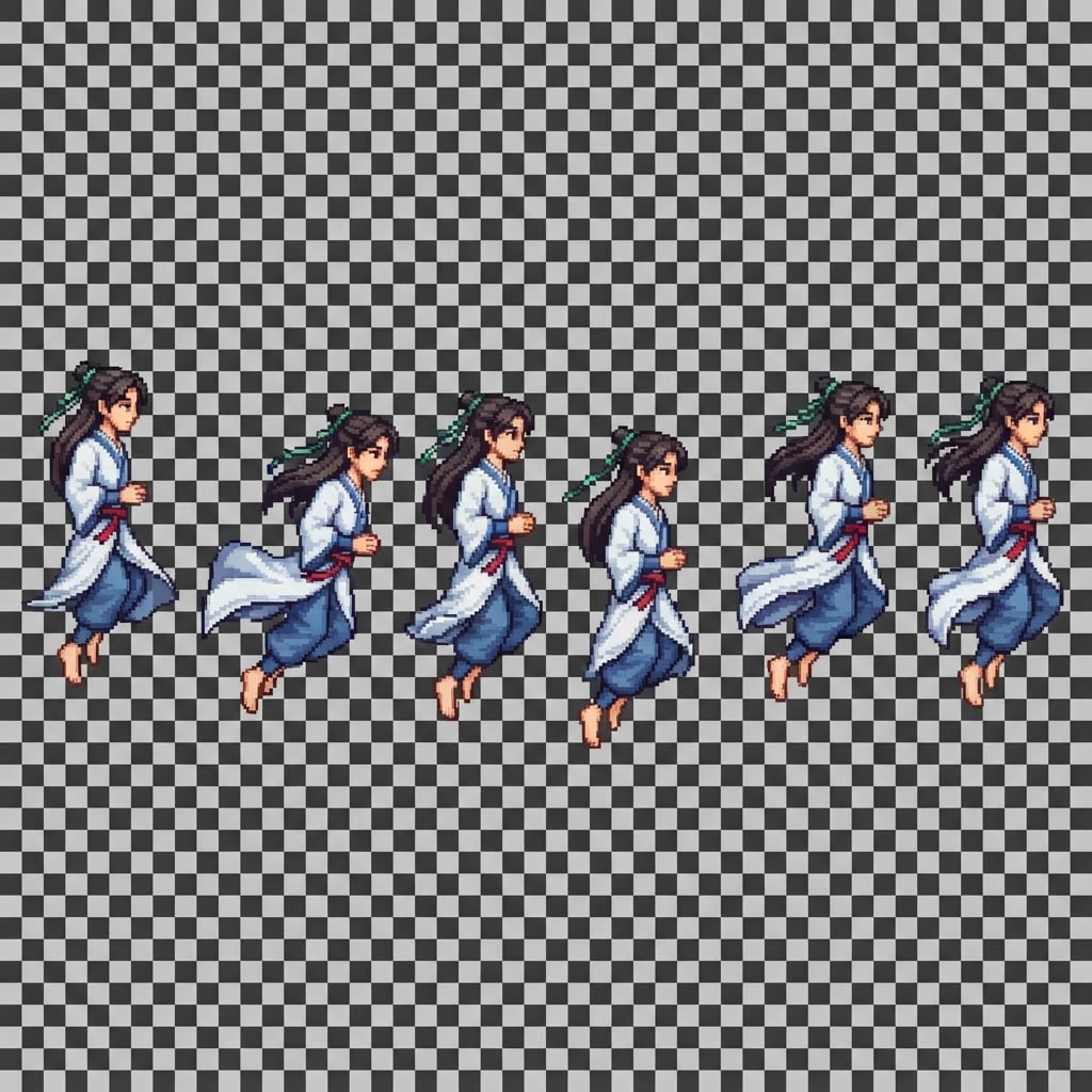 Image: Game-ready 2D pixel art animation strip for a side