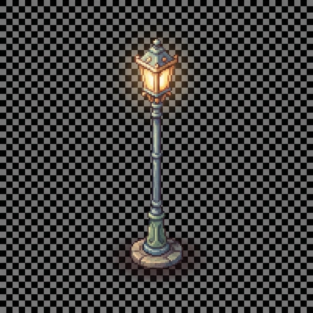 Image: A classic cast-iron street lamppost, painterly pix