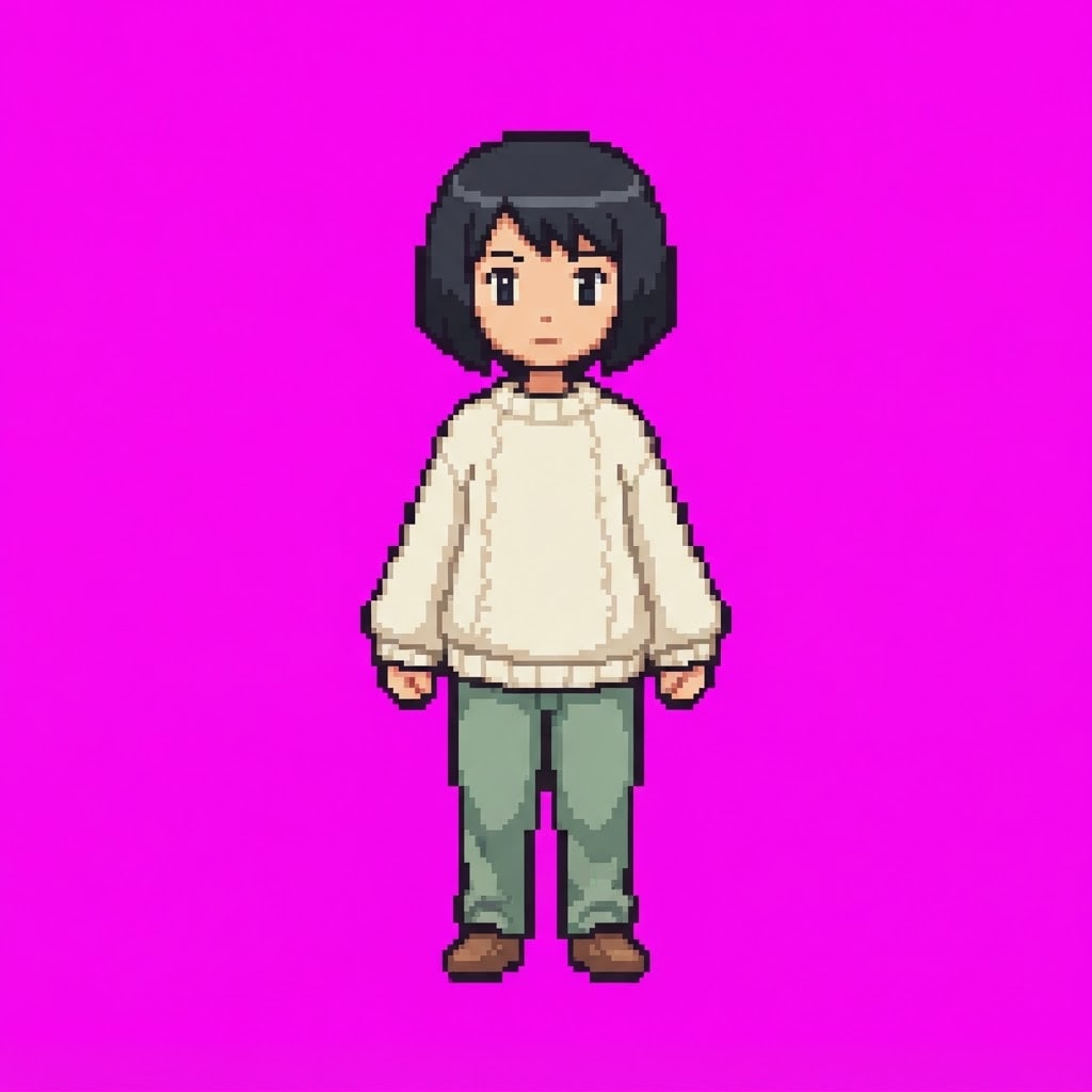 Image: pixel art top-down overworld RPG character sprite,