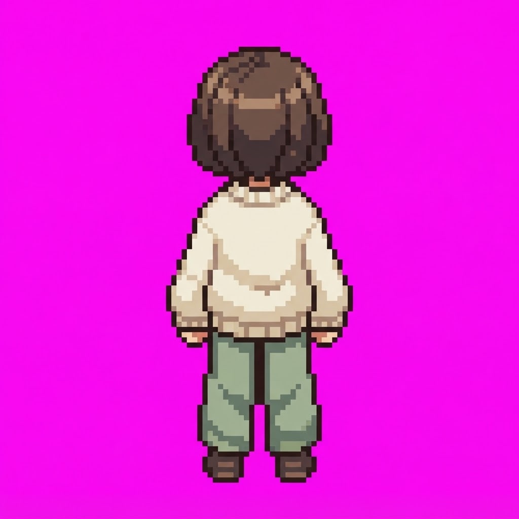 Image: pixel art top-down overworld RPG character sprite,