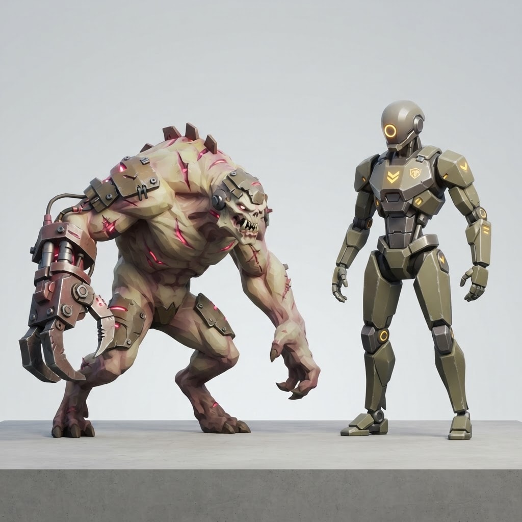Image: Concept art for video game characters: an enemy cr
