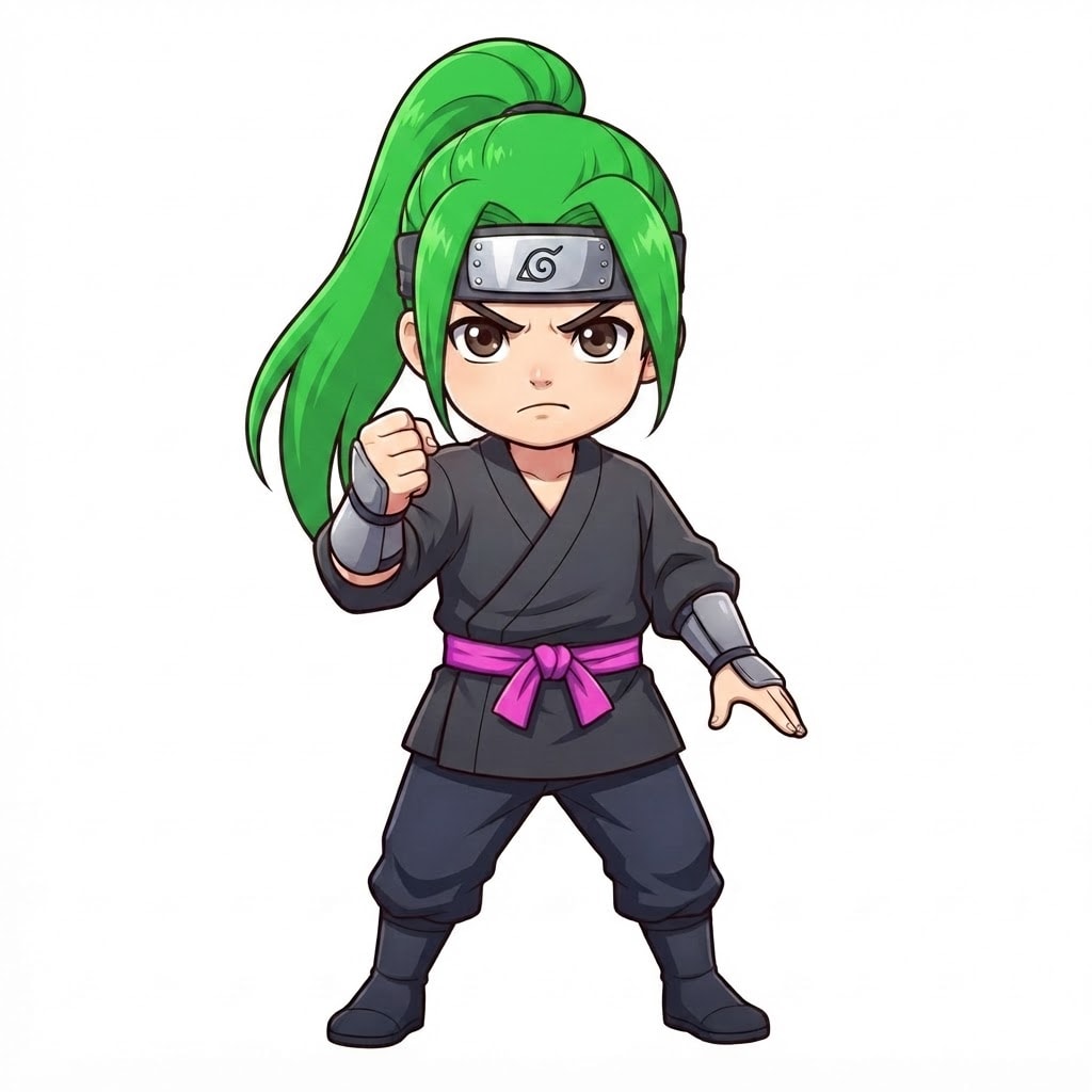 Image: Same chibi ninja character, same pose, same propor