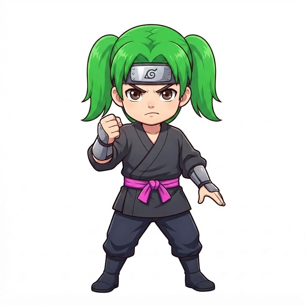 Image: Same chibi ninja character, same pose, same propor