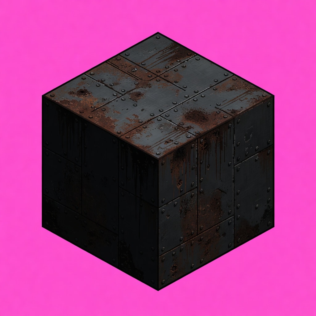 AETHERSHELL - Brushed Metal Panel Cube