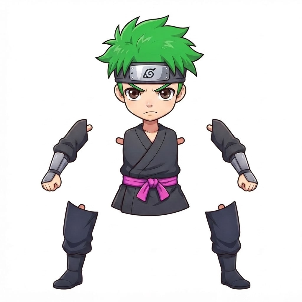 Image: 2D game CUTOUT ANIMATION PARTS SHEET of this exact