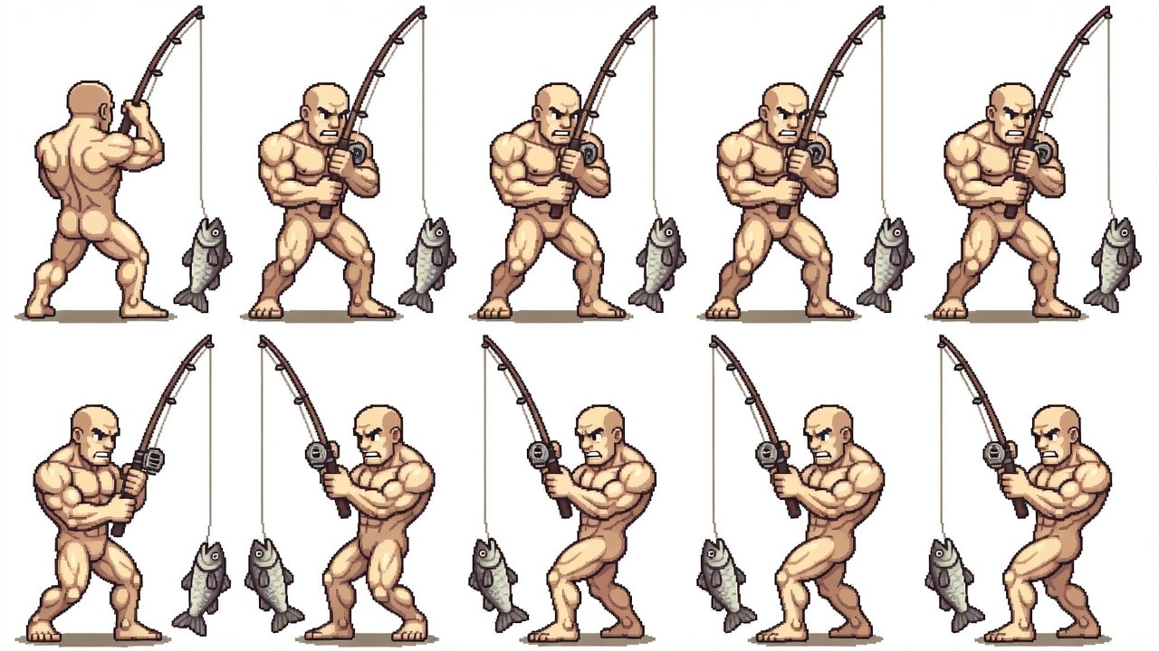 Fishing Character Struggle Spritesheet