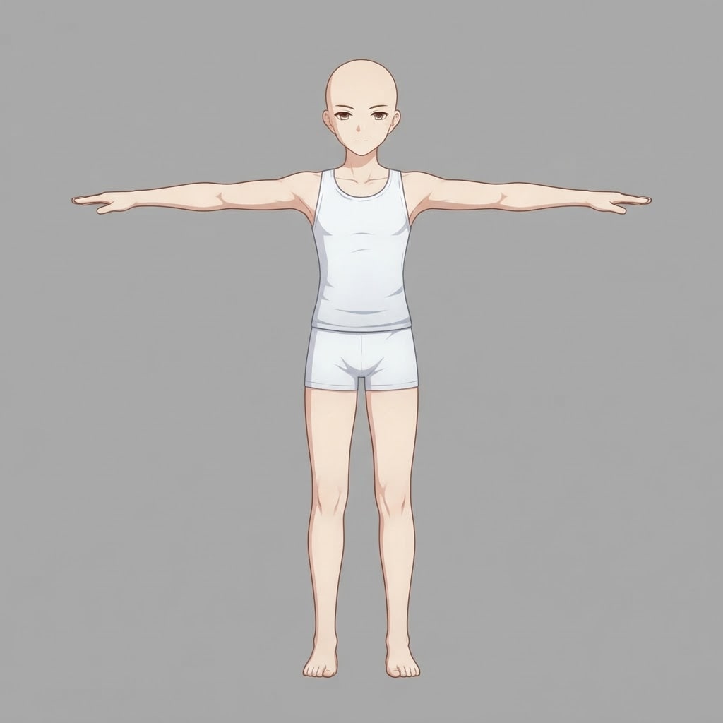 Image: Single full body character base mesh, anime fantas