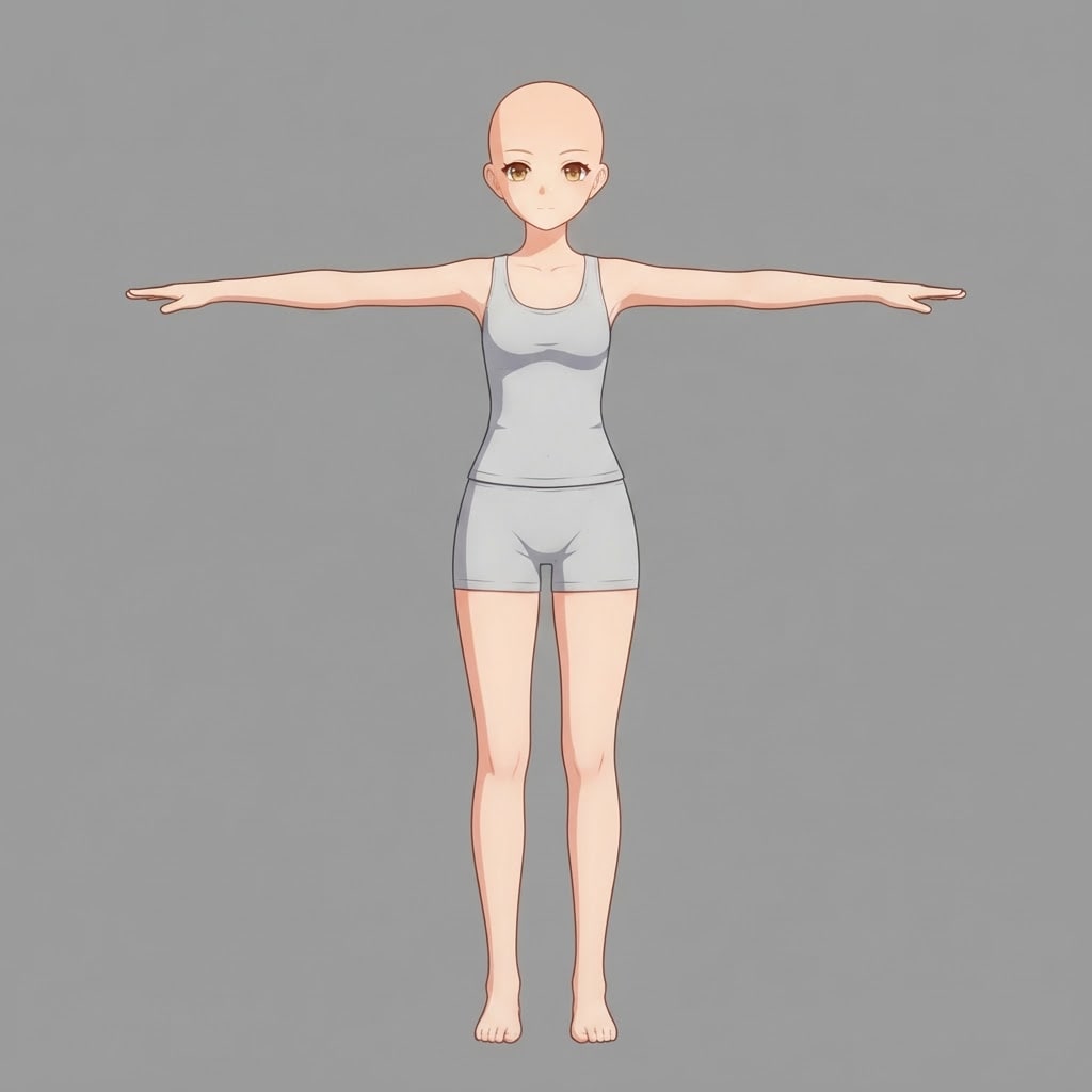 Image: Single full body character base mesh, anime fantas