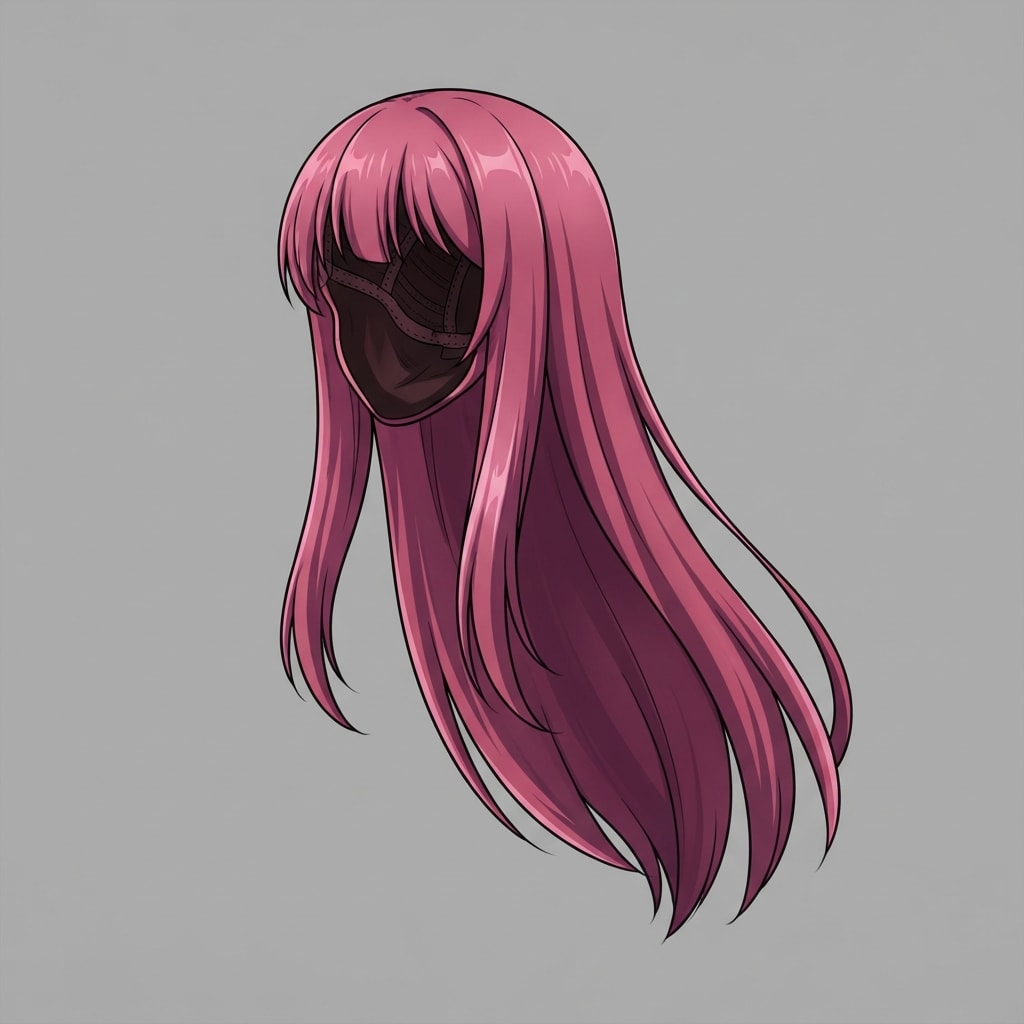 Image: A single anime hairstyle wig prop floating in empt