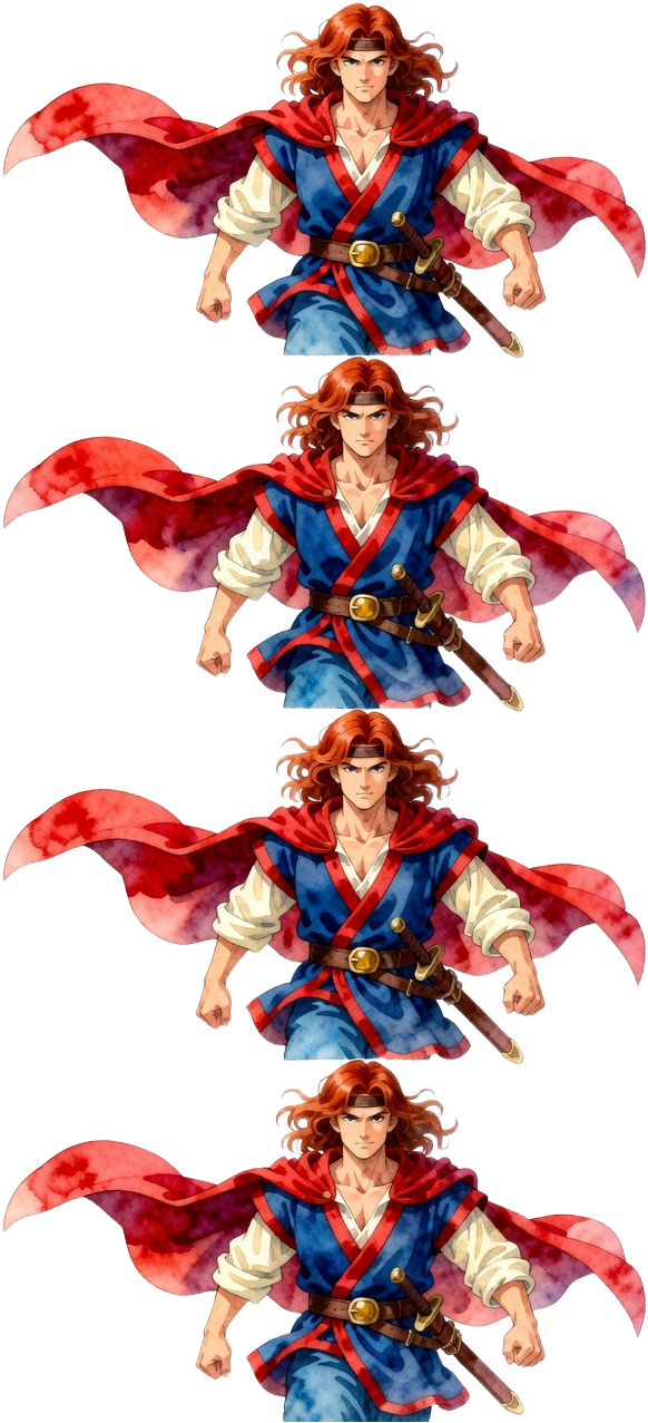 Watercolor Hero Walk Frames 1-4 (1 / 4)