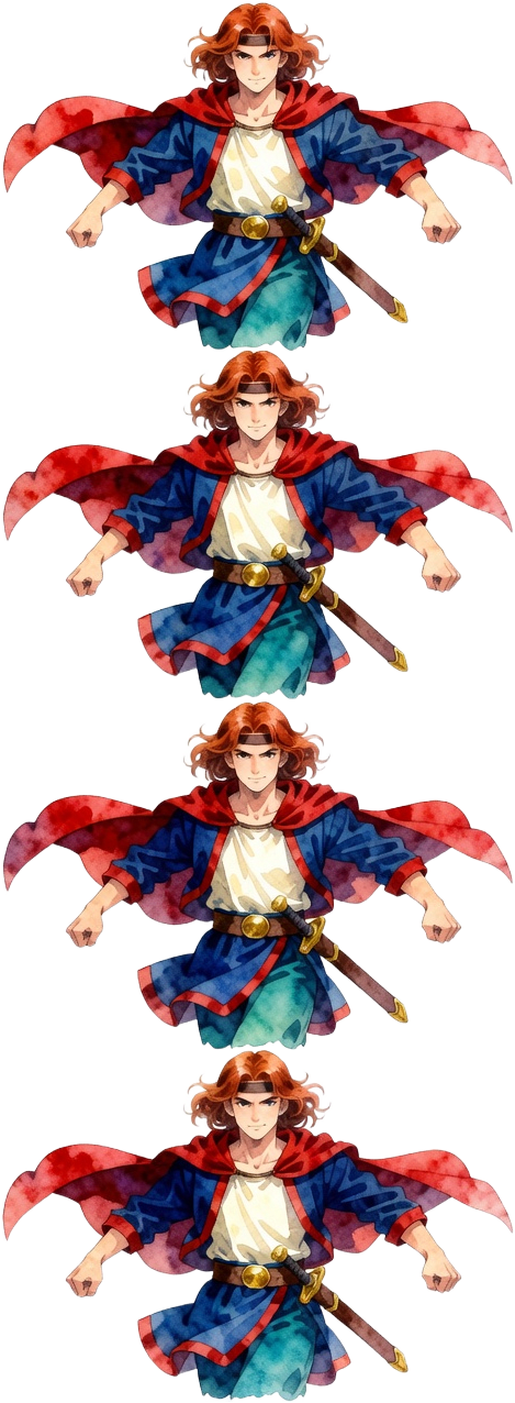 Watercolor Hero Walk Frames 1-4 (2 / 4)