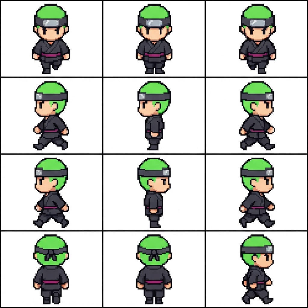 Image: RETRO PIXEL ART character walking sprite sheet for