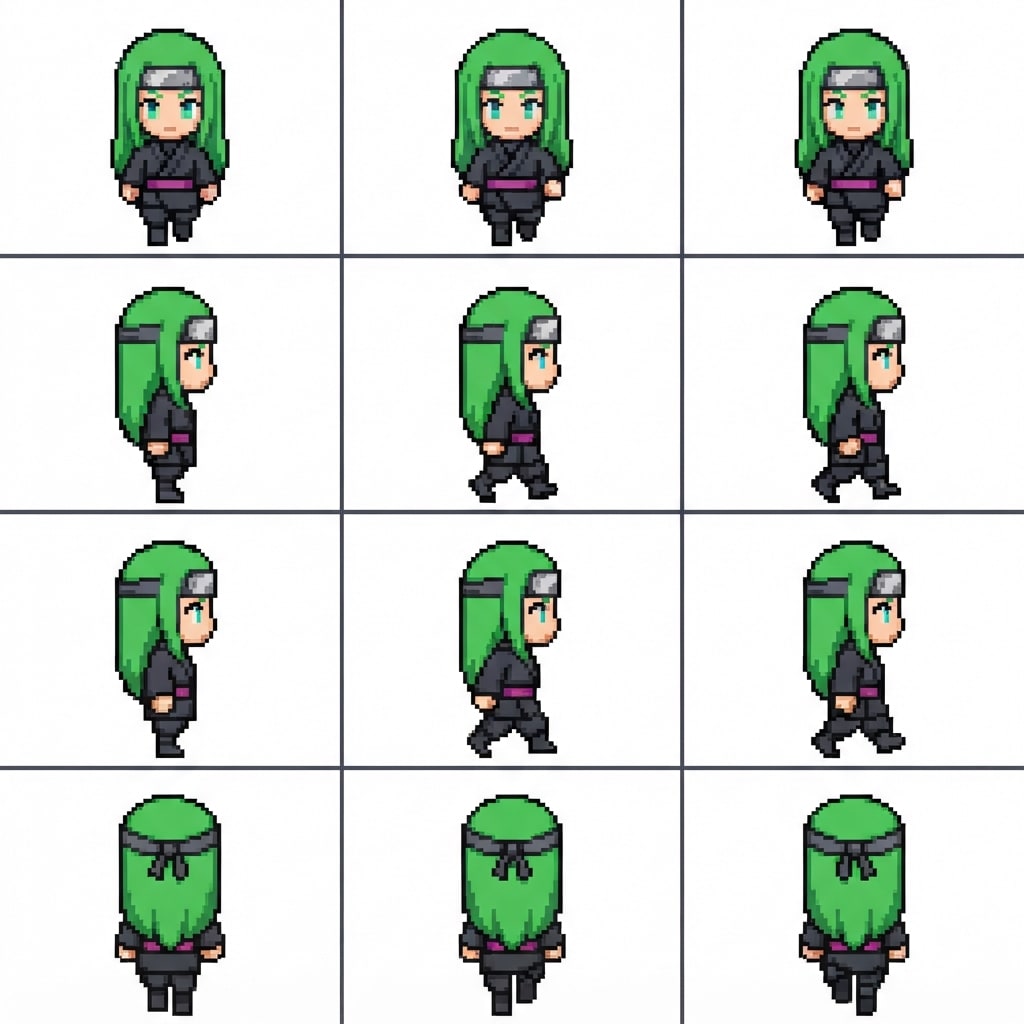 Image: RETRO PIXEL ART character walking sprite sheet for