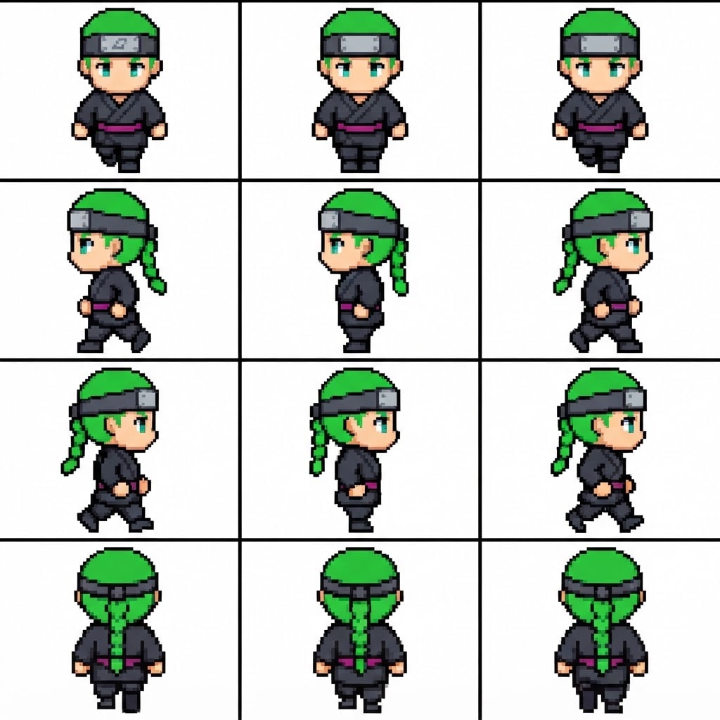 Image: RETRO PIXEL ART character walking sprite sheet for