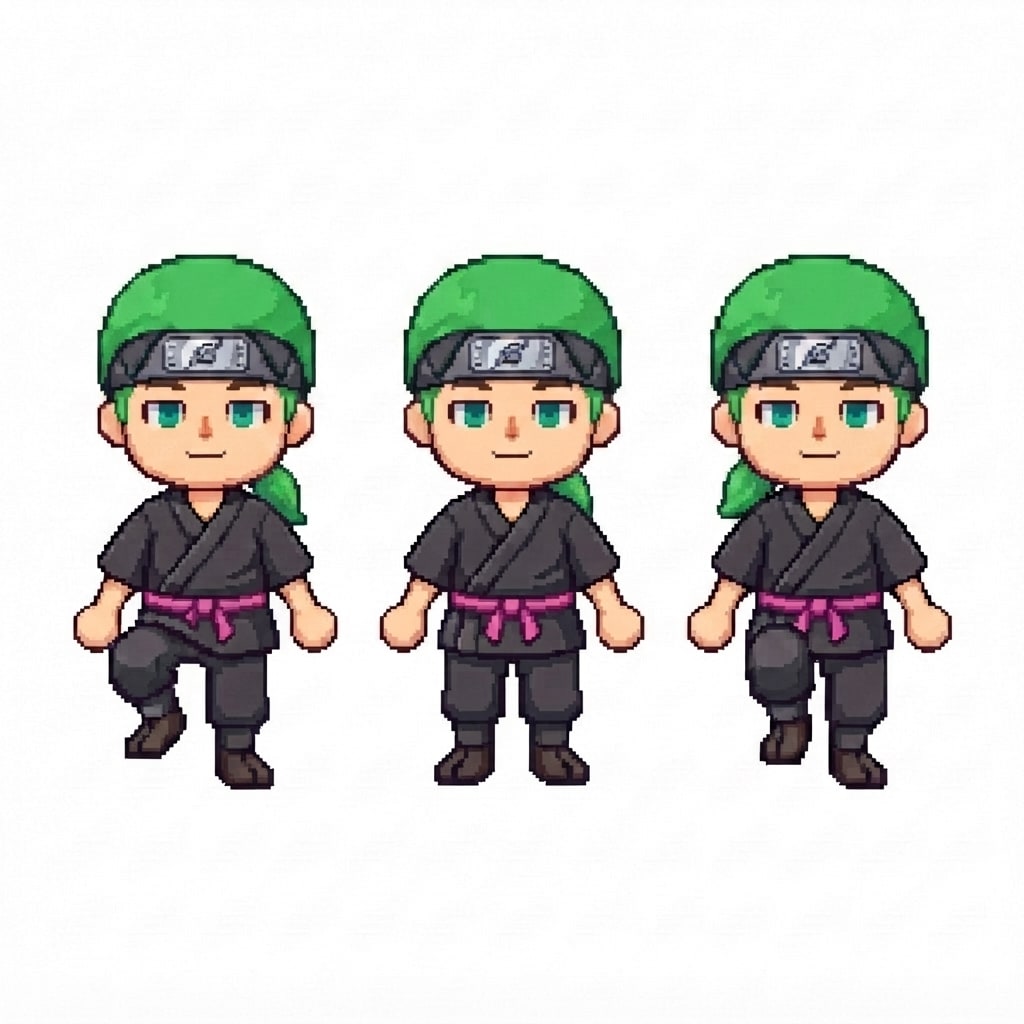 Image: BODY: a chibi BOY ninja with a VERY LARGE round he