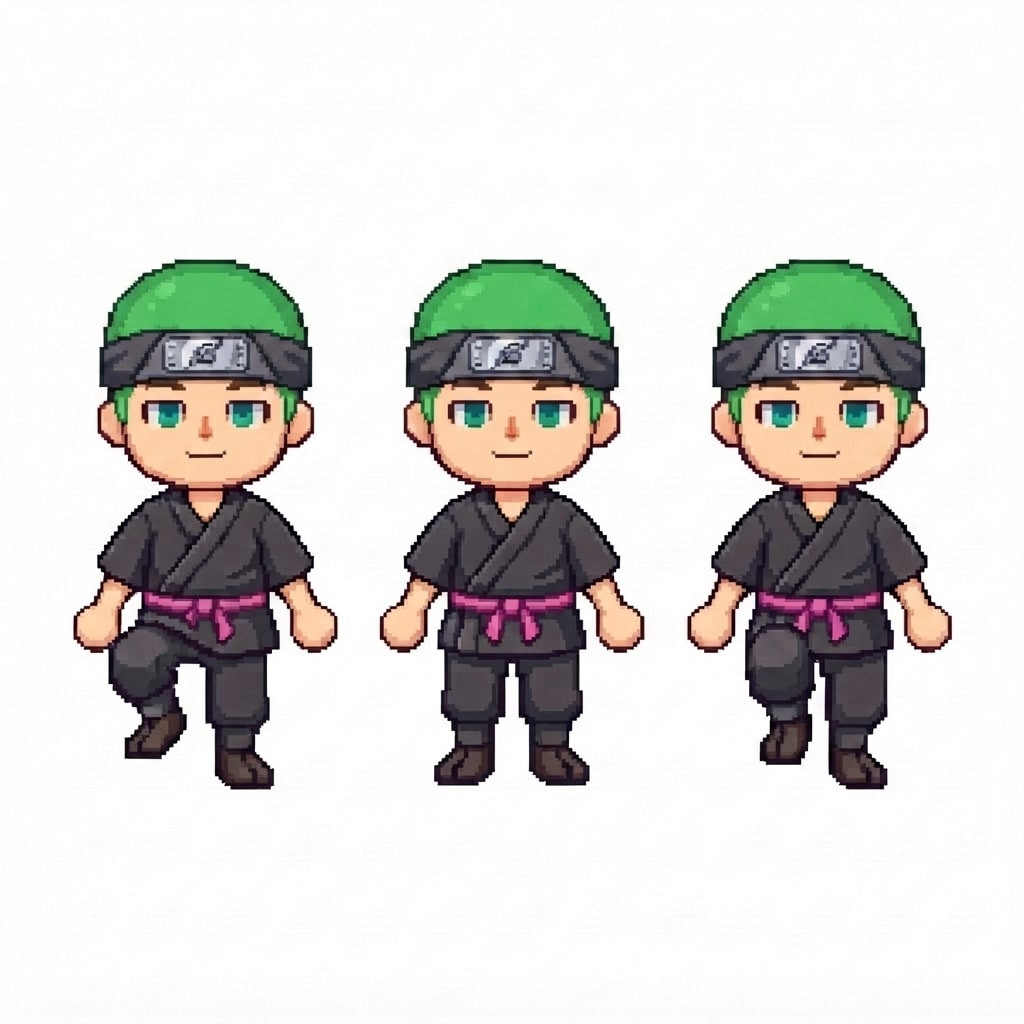 Image: BODY: a chibi BOY ninja with a VERY LARGE round he