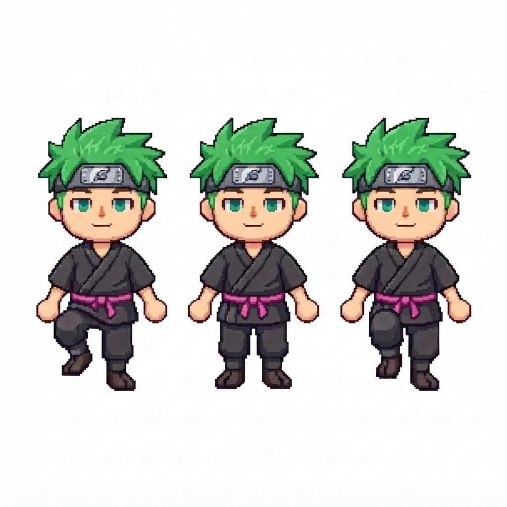 Image: BODY: a chibi BOY ninja with a VERY LARGE round he