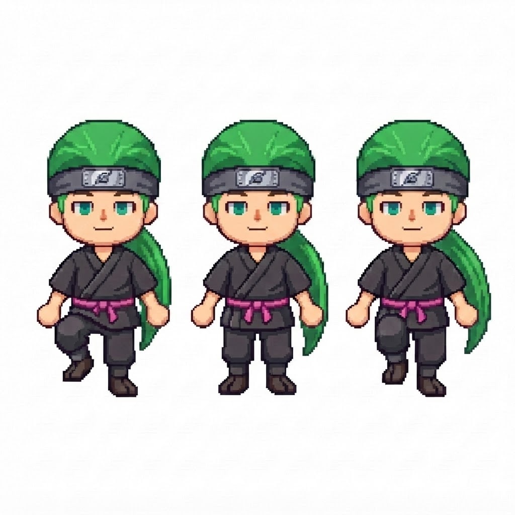 Image: BODY: a chibi BOY ninja with a VERY LARGE round he