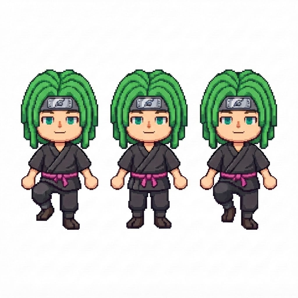 Image: BODY: a chibi BOY ninja with a VERY LARGE round he